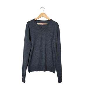 Untuckit Men's 100% Merino Wool V-Neck Sweater S Gray Preppy‎ Office Casual